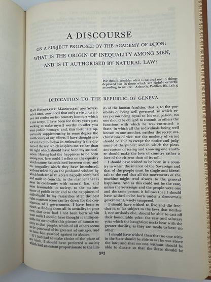 Page on 'A Discourse' from "Montesquieu. Rousseau". (Britannica: Great Books of the Western World)