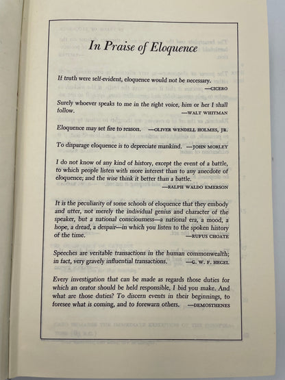 Page titled in Praise of Eloquence of Treasury of the World's Great Speeches