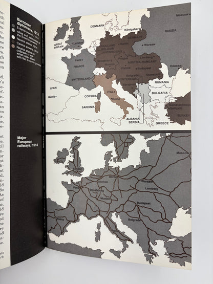 Page with map of European railway network and geopolitical alliances from the book ‘War By Time-Table — How the First World War Began’ by AJP Taylor