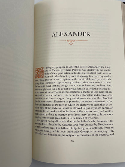 Page 227 on 'Alexander' from "Plutarch. Selected Lives from the Parallel Lives of the Noble Grecian and Romans". Franklin Library 1982 edition 