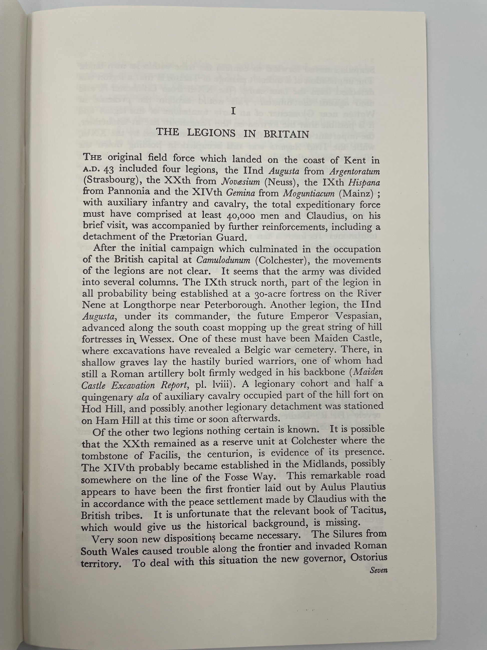 Chater 1 entitled  'The Legions in Britain' from 'The Roman Army' by Graham Webster.
