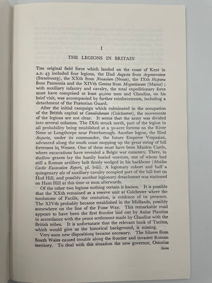 Chater 1 entitled  'The Legions in Britain' from 'The Roman Army' by Graham Webster.