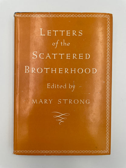 Brown book cover of ‘Letters of the Scattered Brotherhood’. Edited by Mary Strong‘with gold text on a white background.