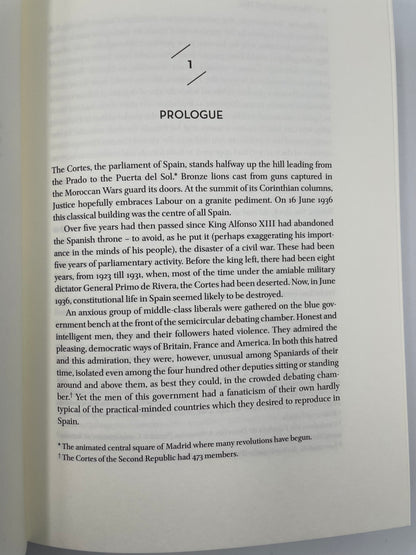 Prologue page of "The Spanish Civil War"by Hugh Thomas