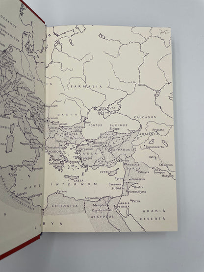 Inside cover page map of the Roman Empire from "The Twelve Caesars" by Suetonius" 