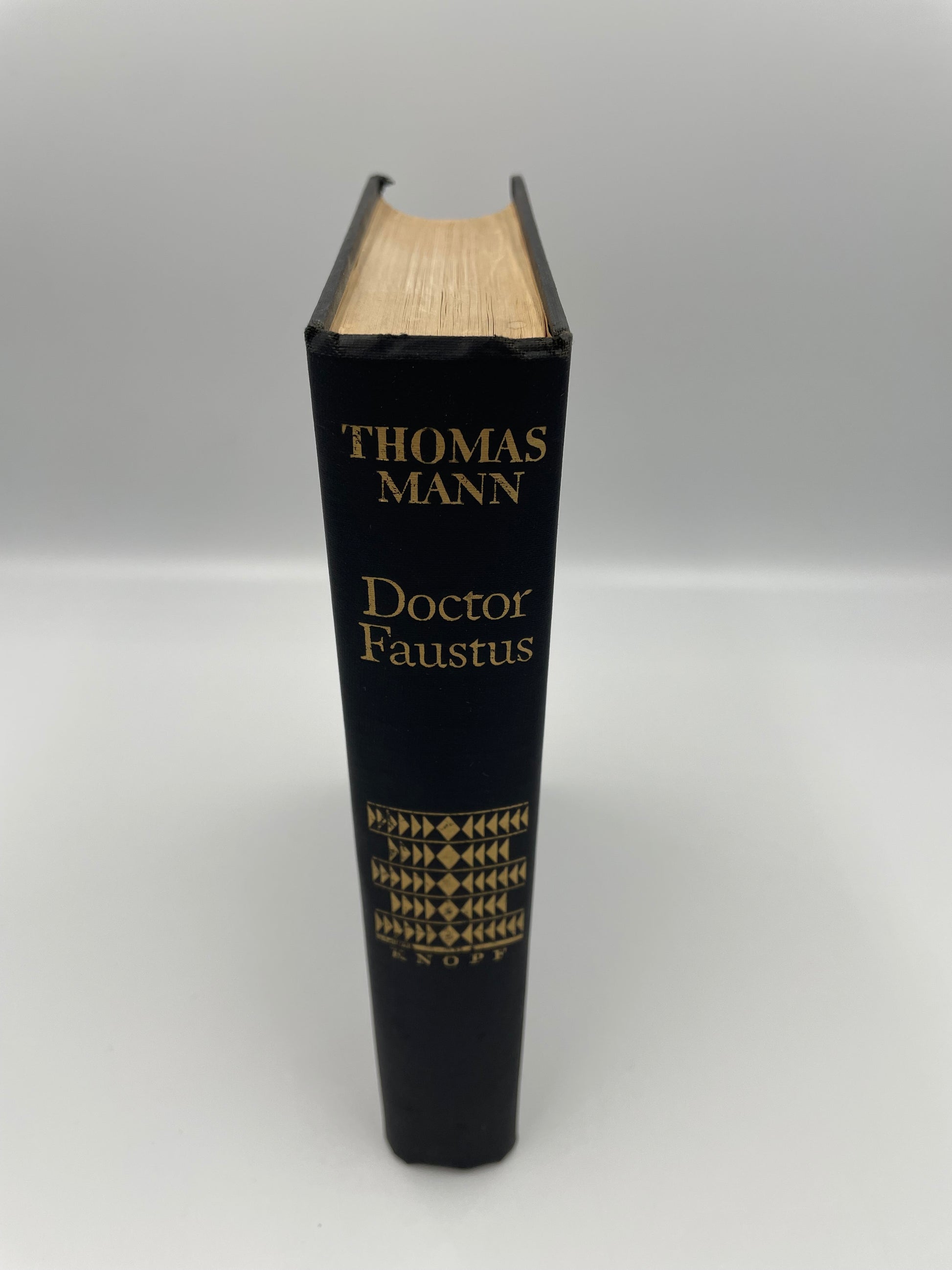 Book titled 'Doctor Faustus' by Thomas Mann on a white background