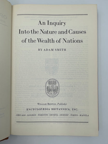 Adam Smith: (Britannica: Great Books of the Western World) An Inquiry into the Nature and Causes of the Wealth of Nations