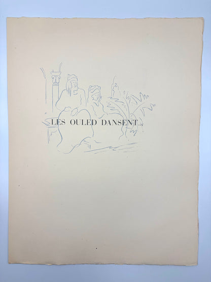 Portfolio cover titled 'Les Ouled Dansent' from the art portfolio 'Images d'Alger' by Alfred Figueras and Andre Gide. 