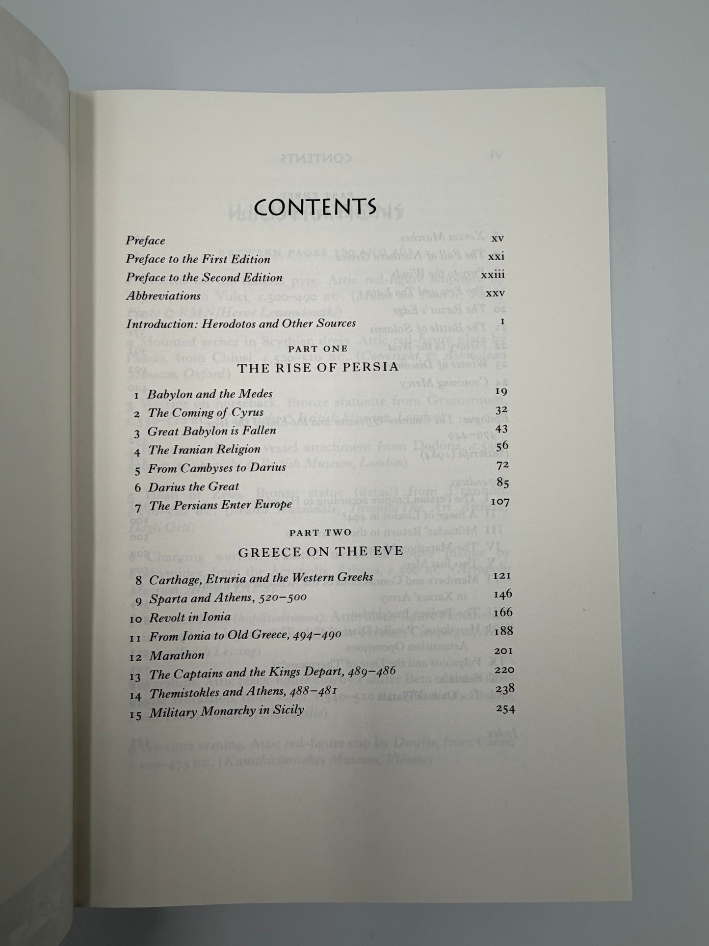 Table of contents from The Folio History of Ancient Greece: The Persian Wars.