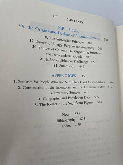 Contets p2 from "Human Accomplishment: The Pursuit of Excellence in the Arts and Sciences, 800 B.C. to 1950" 