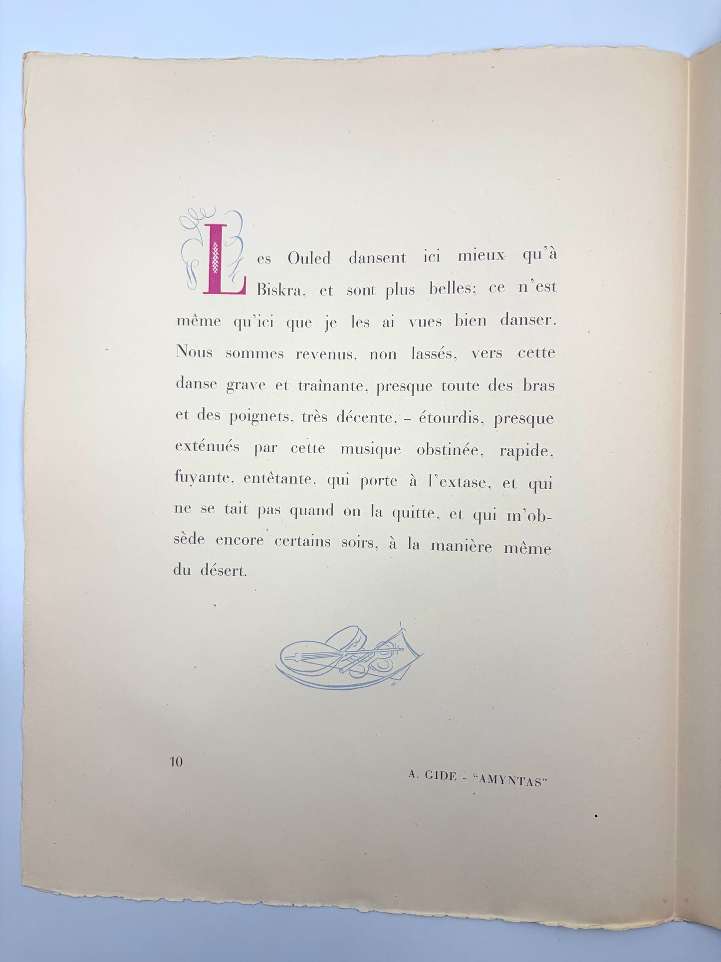 Text for 'Les Ouled Dansent' from the art portfolio 'Images d'Alger' by Alfred Figueras and Andre Gide. 