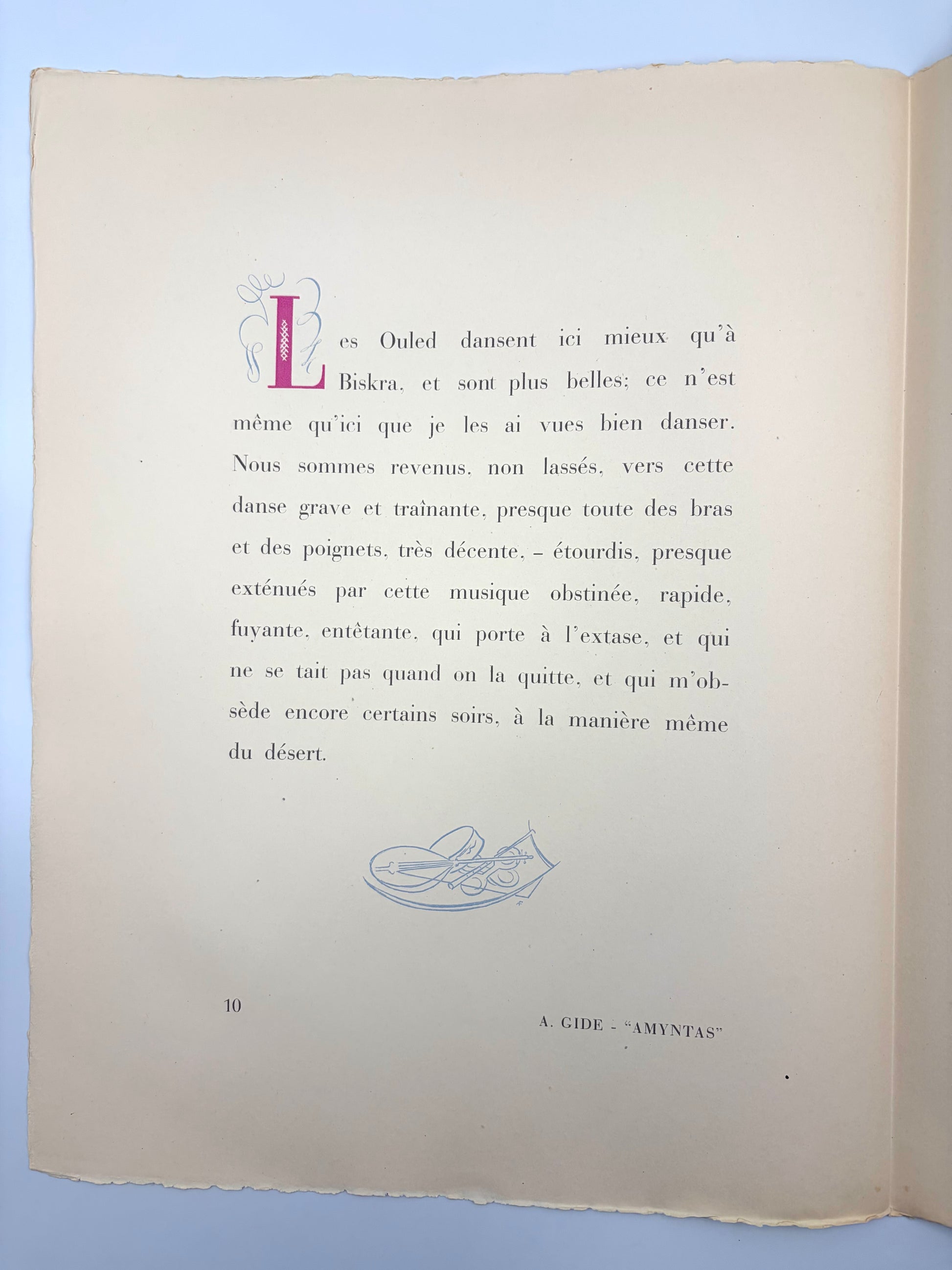 Text for 'Les Ouled Dansent' from the art portfolio 'Images d'Alger' by Alfred Figueras and Andre Gide. 
