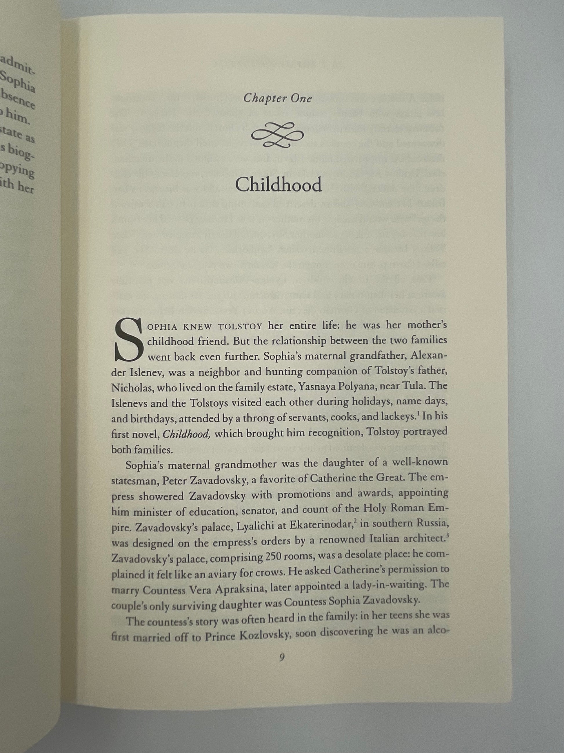 Chapter 1 page of ‘Sophia Tolstoy. A Biography’ by A. Popoff 