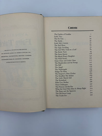 Copyright and contents page from ‘Andersen's Fairy Tales’ By Hans Christian Andersen.