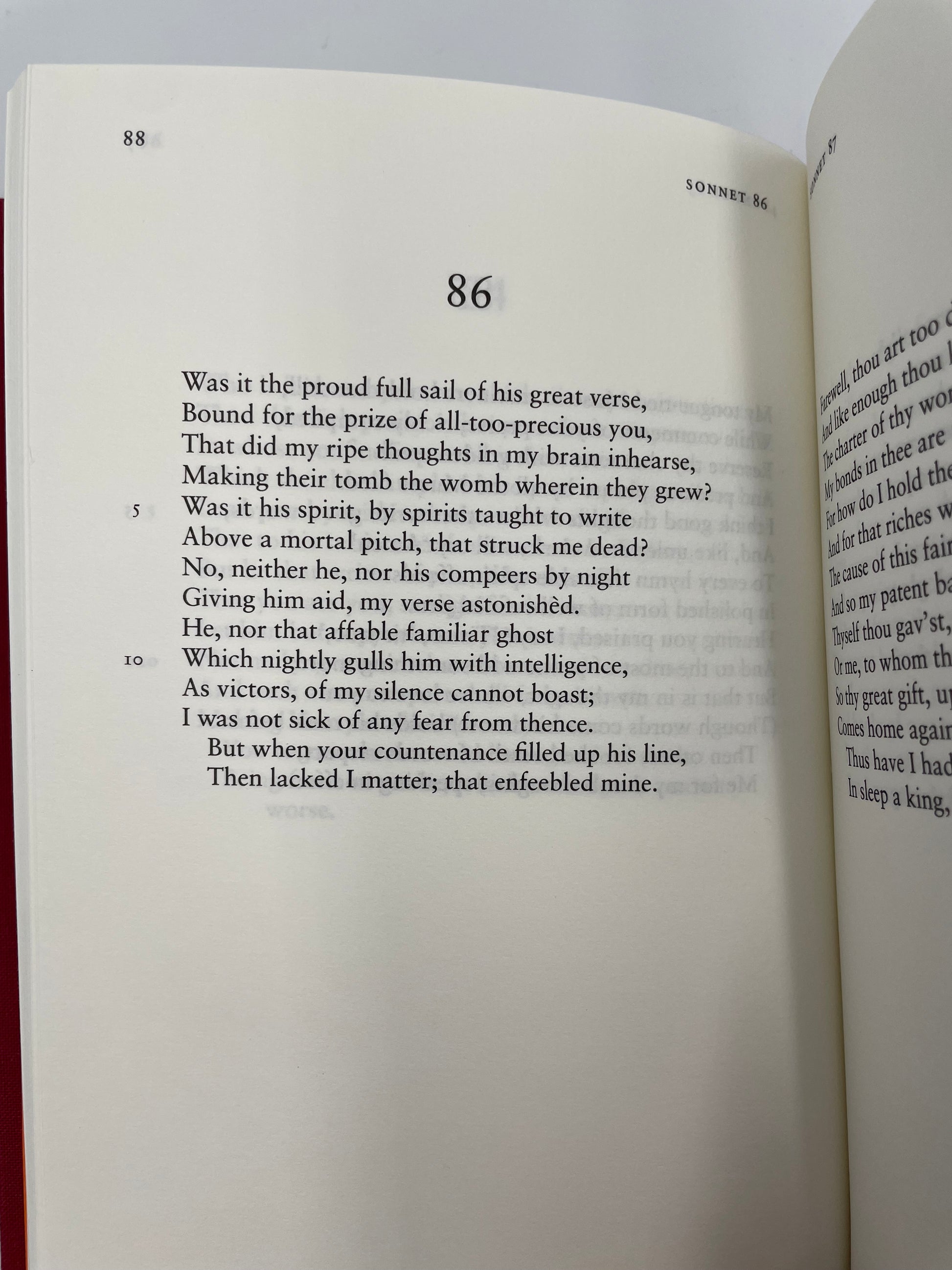 Sonnet 86 from the book, 'The Sonnets and A Lover’s Complaint' by William Shakespeare.