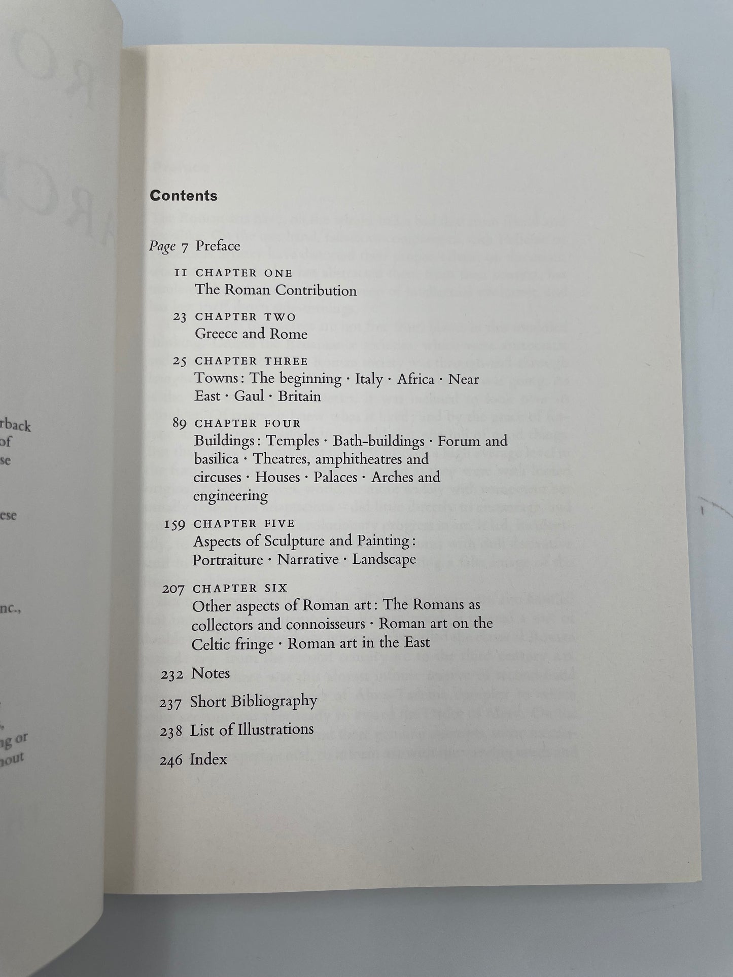 Contents page of  ‘Roman Art and Architecture’ by Mortimer Wheeler