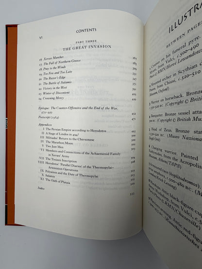Table of contets page continued from The Folio History of Ancient Greece: The Persian Wars.