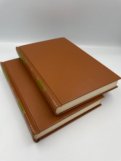 Book covers of 2 volume set of "Shakespeare. The Plays and Sonnets of William Shakespeare" Published by Encylopoedia Britannica 1952