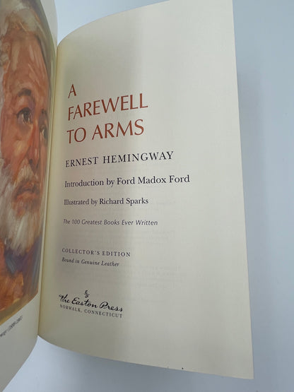 Title page with Illustration of Hemingway from  ‘A farewell to Arms’ by Ernest Hemingway