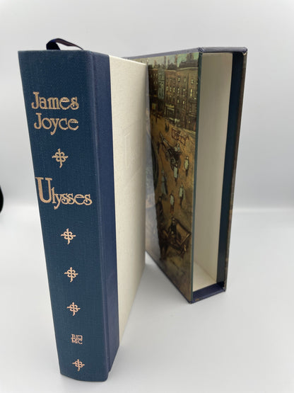 Book spine view outside slipcase of "Ulysses" by James Joyce
