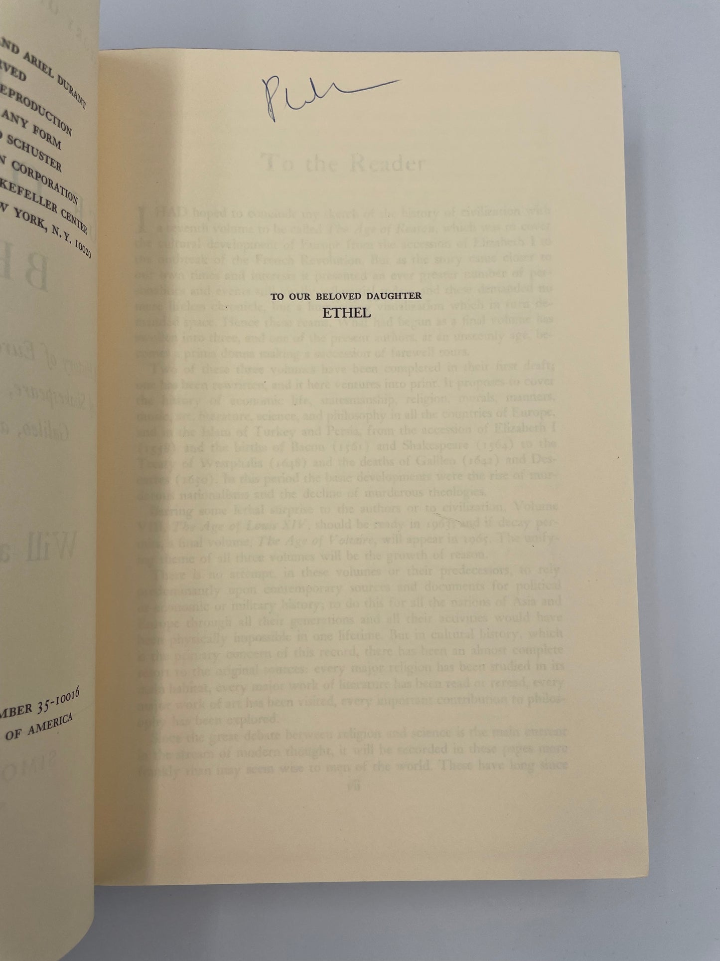 The Age of Reason Begins by Will & Ariel Durant