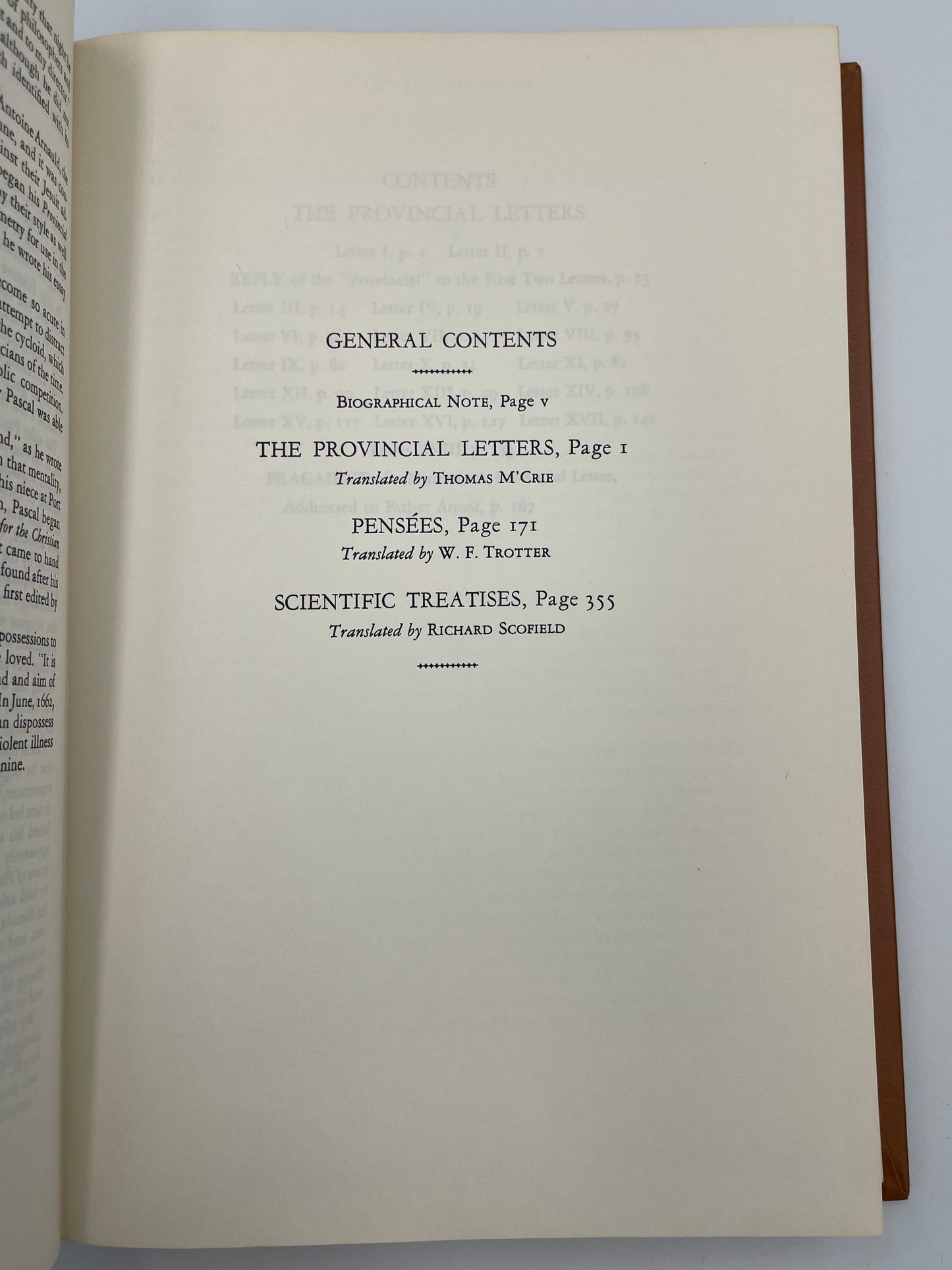 Pascal (Britannica: Great Books of the Western World) Provincial Letters. Pensées. Scientific Treatises.