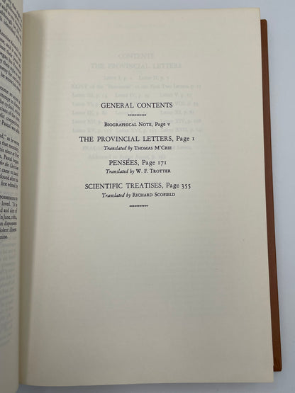 Pascal (Britannica: Great Books of the Western World) Provincial Letters. Pensées. Scientific Treatises.