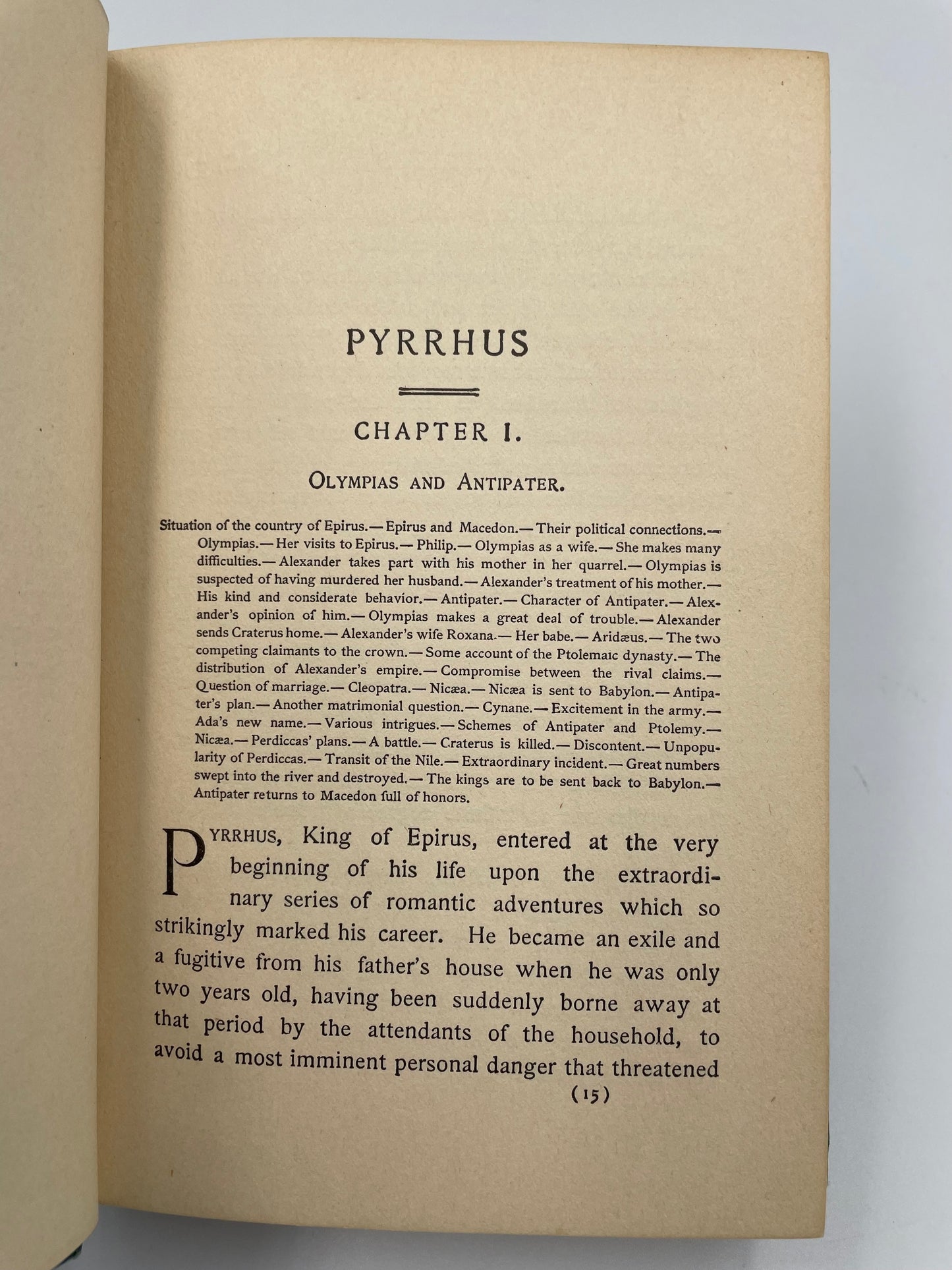 Chapter 1 page from ‘Makers of History: Pyrrhus’ by Jacob Abbott.