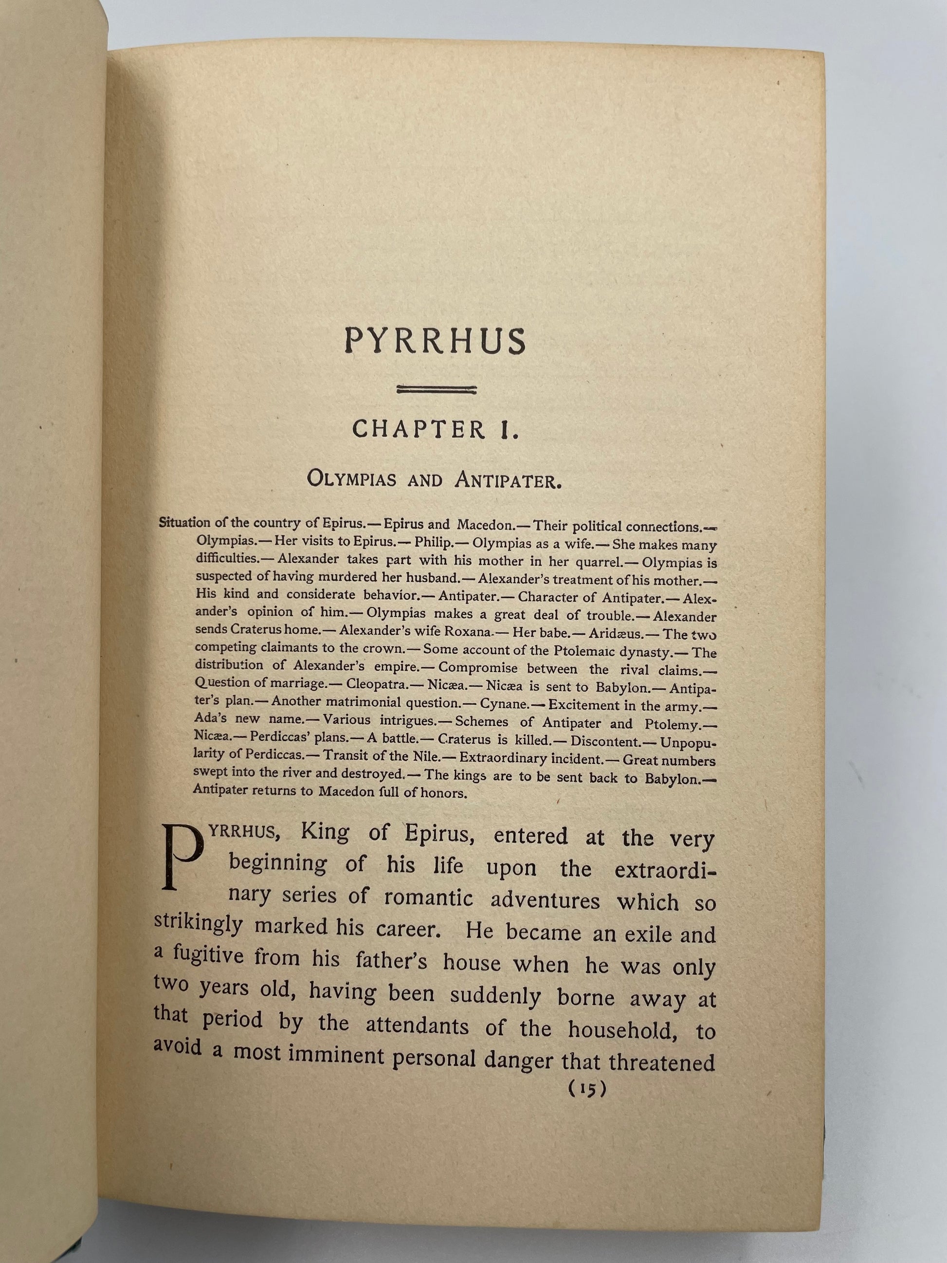Chapter 1 page from ‘Makers of History: Pyrrhus’ by Jacob Abbott.