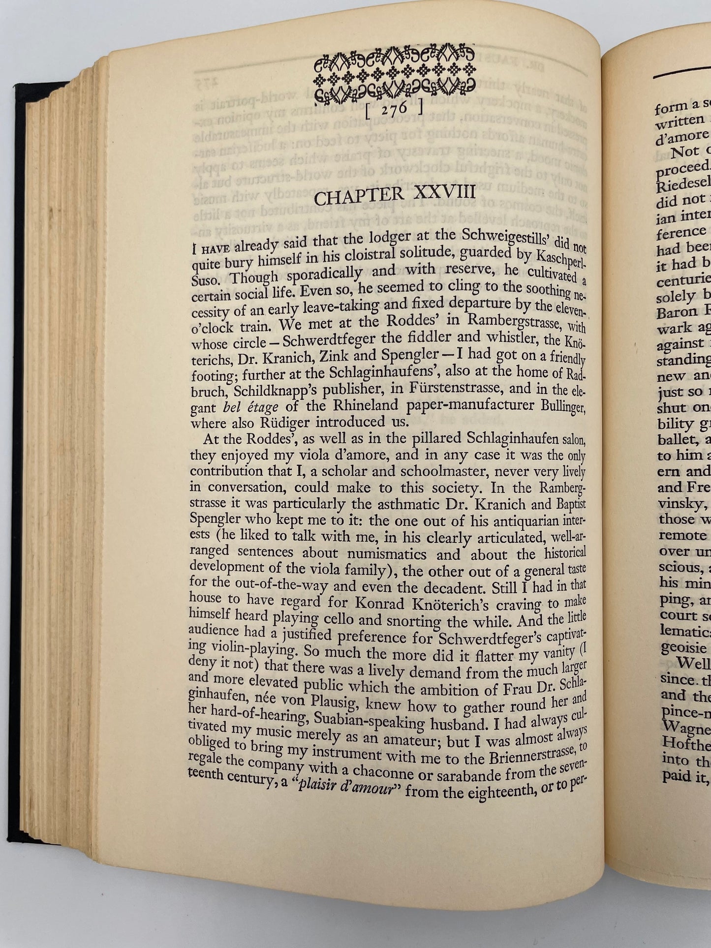 Chapter 28 page from 'Doctor Faustus' by Thomas Mann.