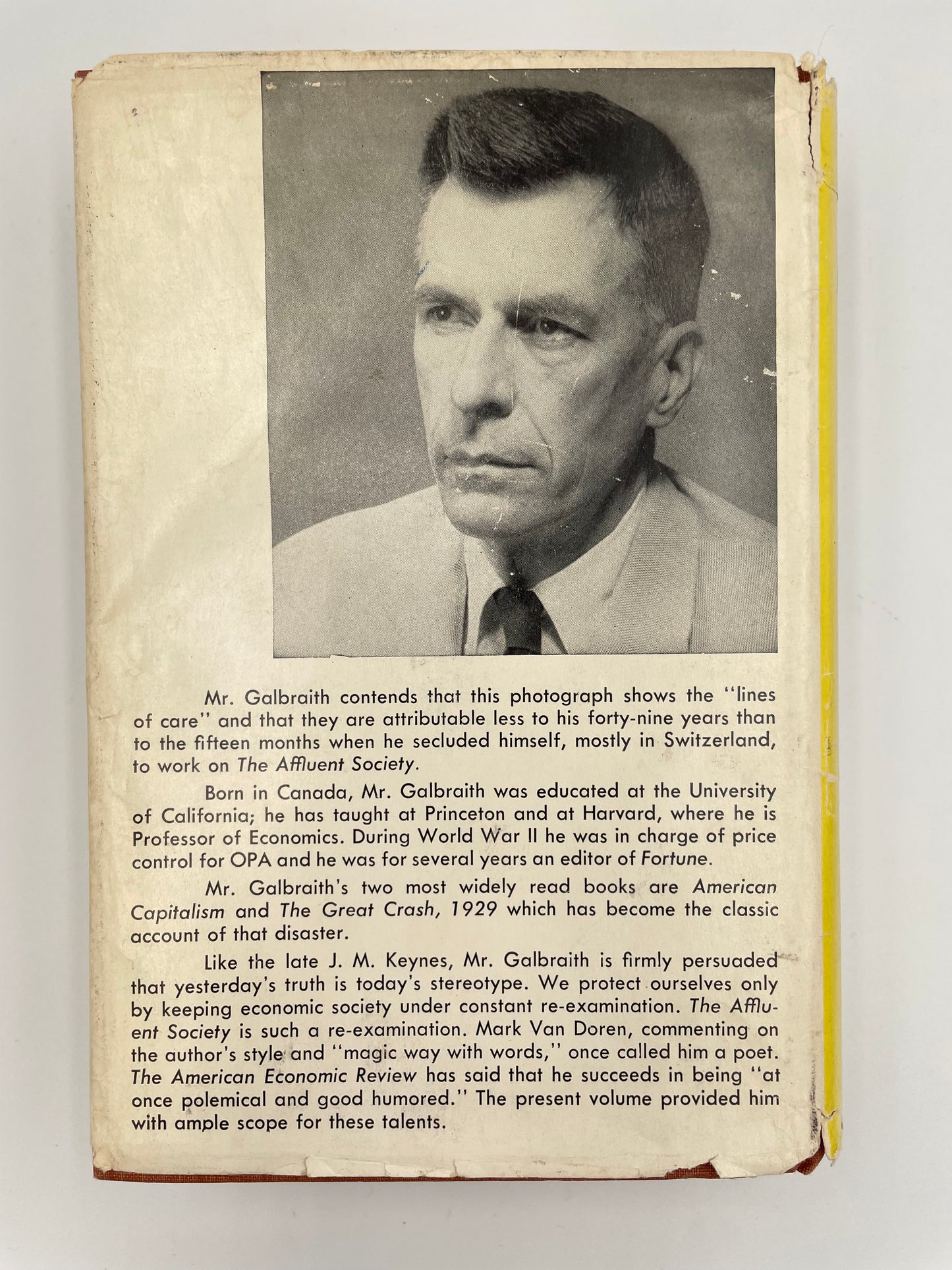 Back book cover of  ‘The Affluent Society’ by John Kenneth Galbraith