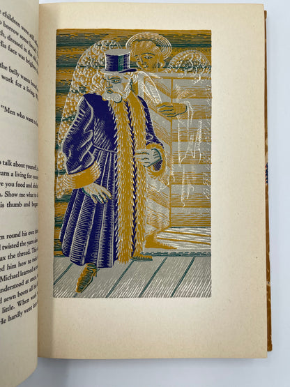 Page with illustration of a finally dressed man with a hat from ‘Tolstoy - Stories and Legends’.