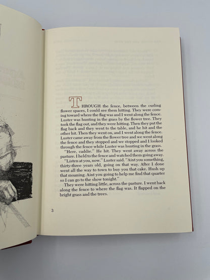 First text page of "The Sound and the Fury" by William Faulkner.