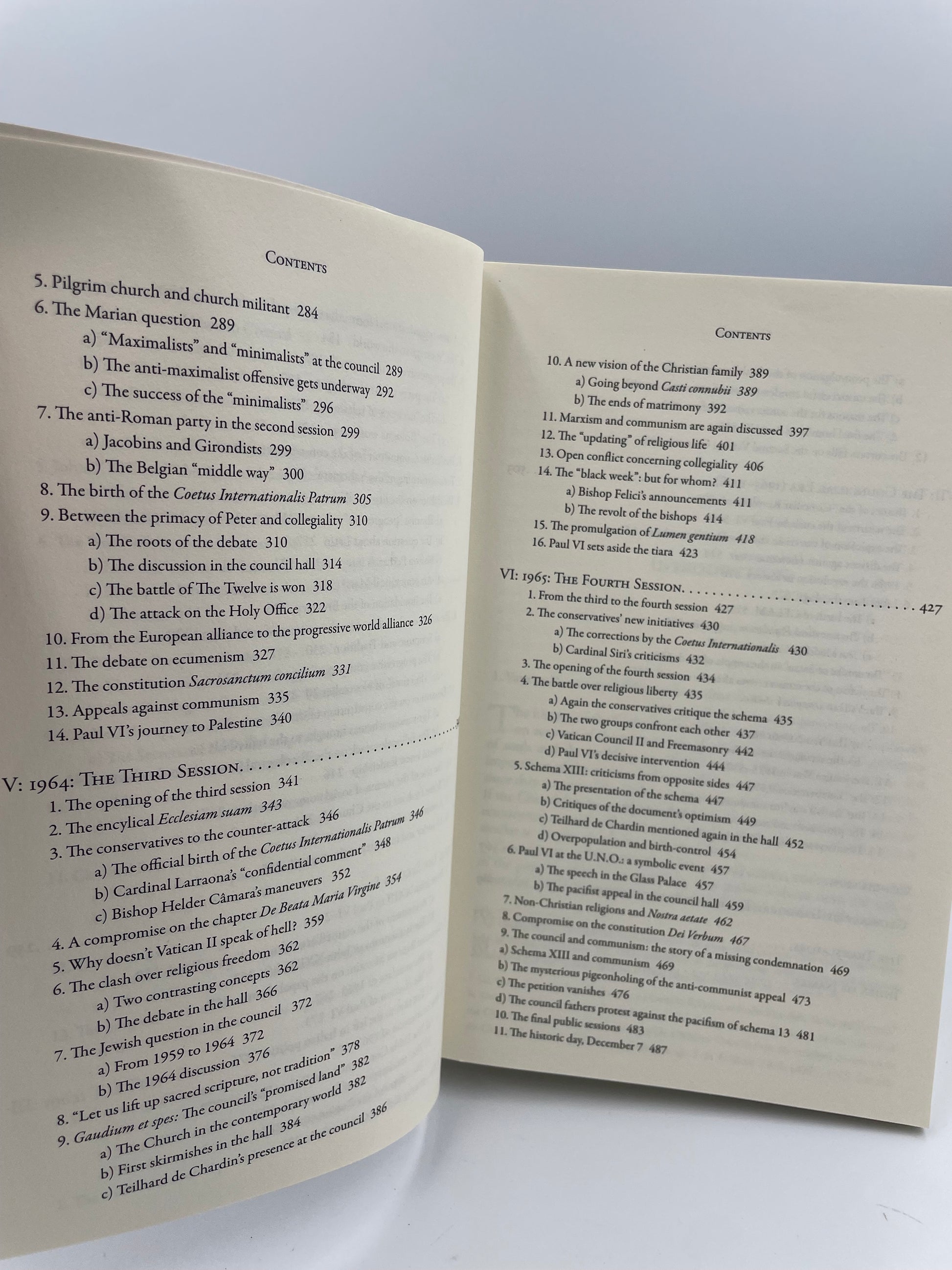 More contents pages from The Second Vatican Council (an Unwritten Story) by Roberto de Mattei 