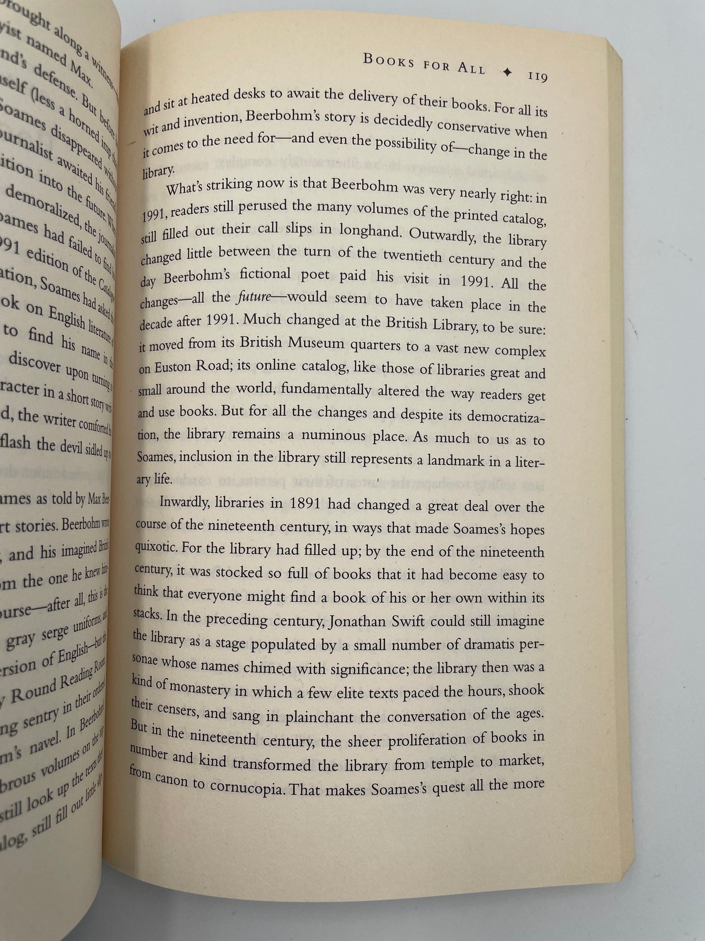 Random page 119 from  'Library: An Unquiet History' by Matthew Battles.