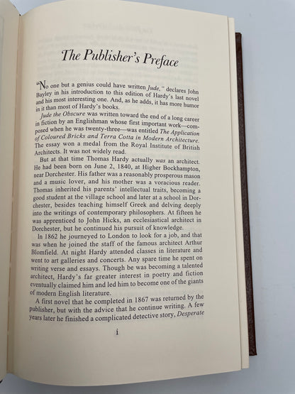 Publisher's preface from "Jude the Obscure" by Thomas Hardy (Collector's Edition) Easton Press