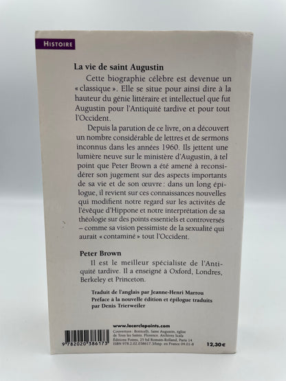 Back book cover of, 'La vie de Saint Augustin' by Peter Brown.