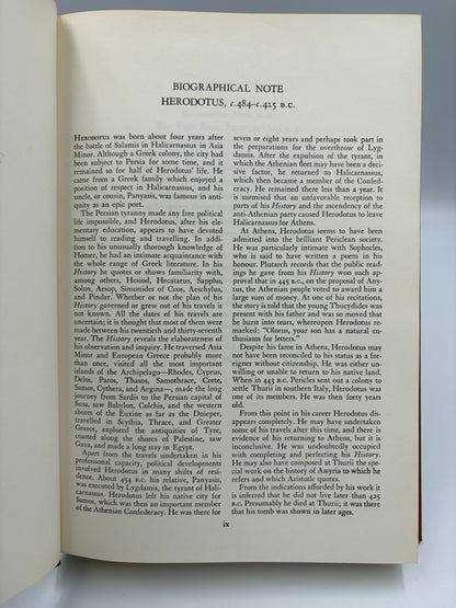 Biographical Note page on Herodotus from 'The History of Herodotus and The History of the Peloponnesian War'. 