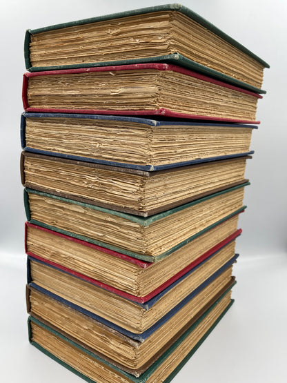 Stacked book uncut edges view of Stacked up book spine view of "The Great Events by Famous Historians" 1905 Edition (Volumes 1 to 18)