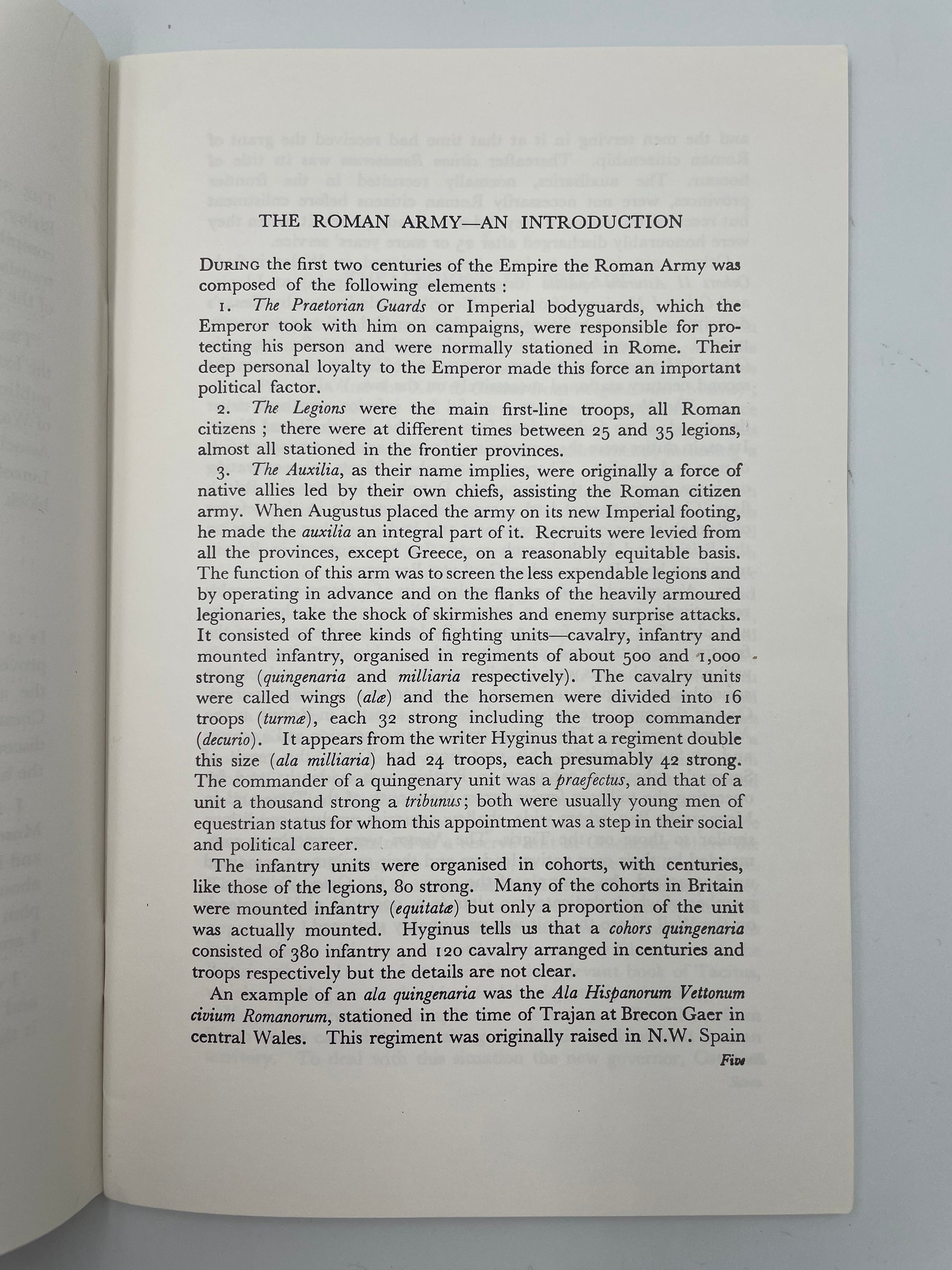 Inrroductory page of 'The Roman Army' by Graham Webster.