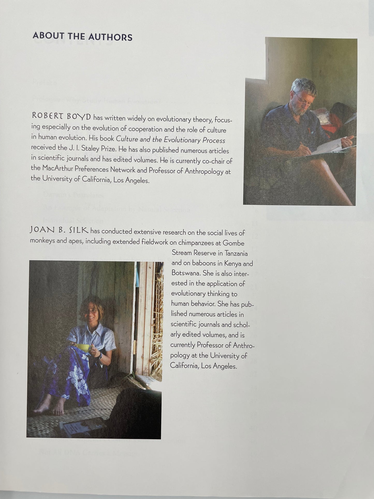 Page about the authors from ‘How Humans Evolved’ by Robert Boyd & Joan B. Silk.