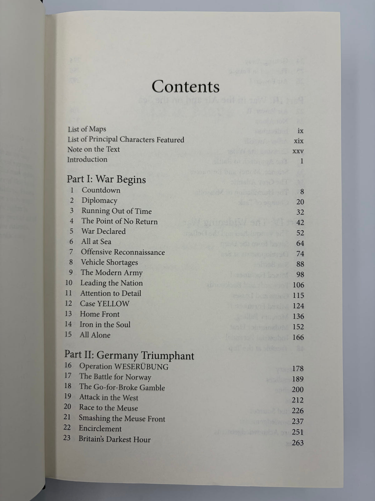 Contents page from 'The Rise of Germany 1939-1941  The war in the West'.