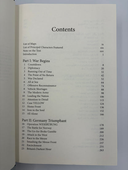 Contents page from 'The Rise of Germany 1939-1941  The war in the West'.