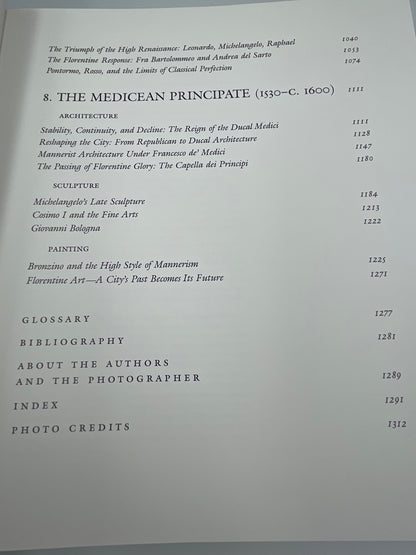 Content page info from "The Art of Florence" (2 volume set) by Glenn Andres, John Hunisak, and Richard Turner 