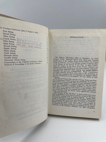 Intro page of "The Tehran Yalta and Potsdam Conferences; Documents" 