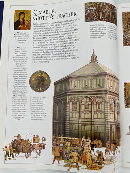 Illustrated page on Cimabue from "Giotto and Medieval Art: The Lives and Works of the Medieval Artists".