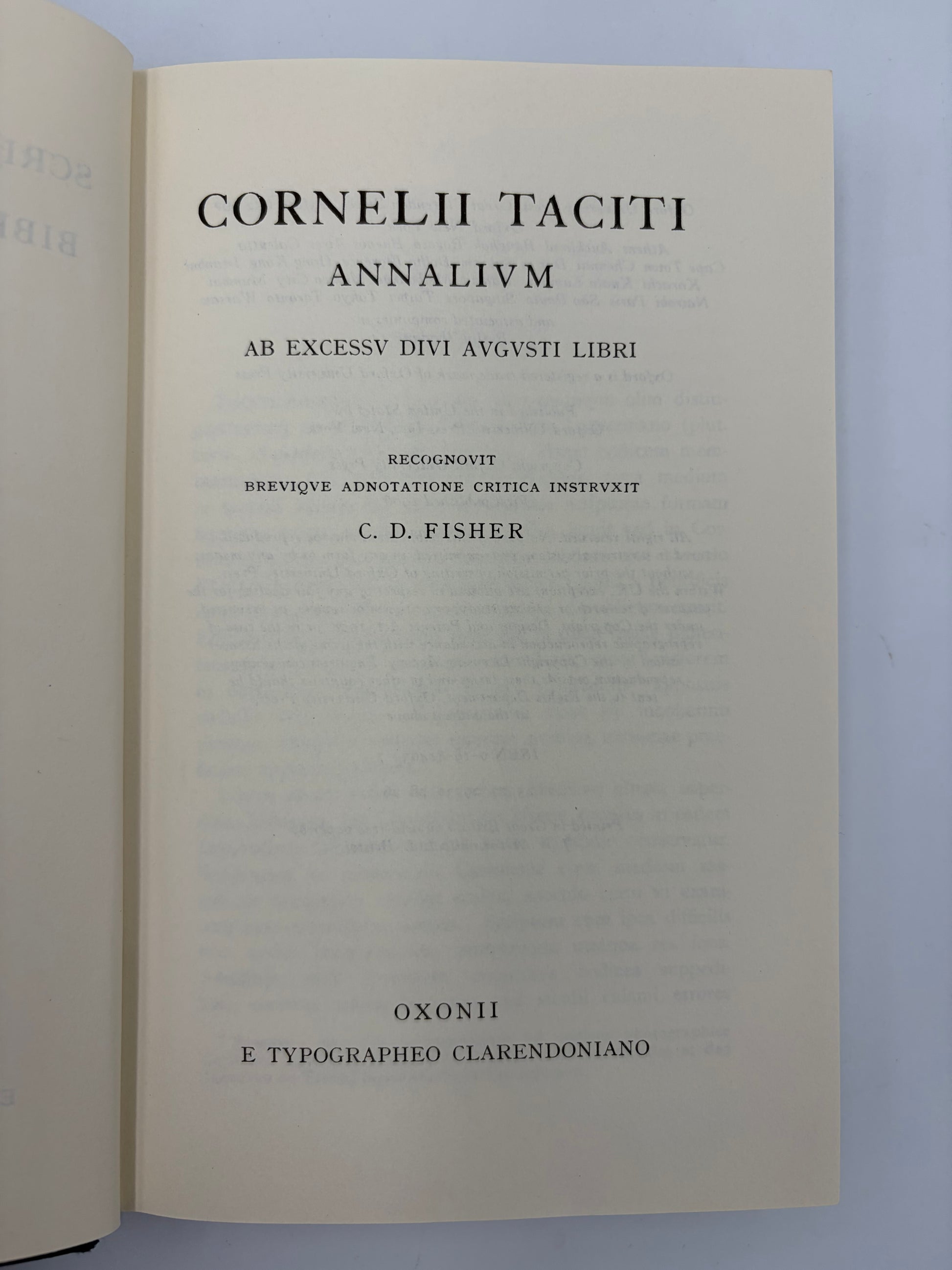 Title page from the book ‘Cornelii Taciti — Annalium Ab Excessu Divi Augusti Libri’ (Oxford Classical Text)