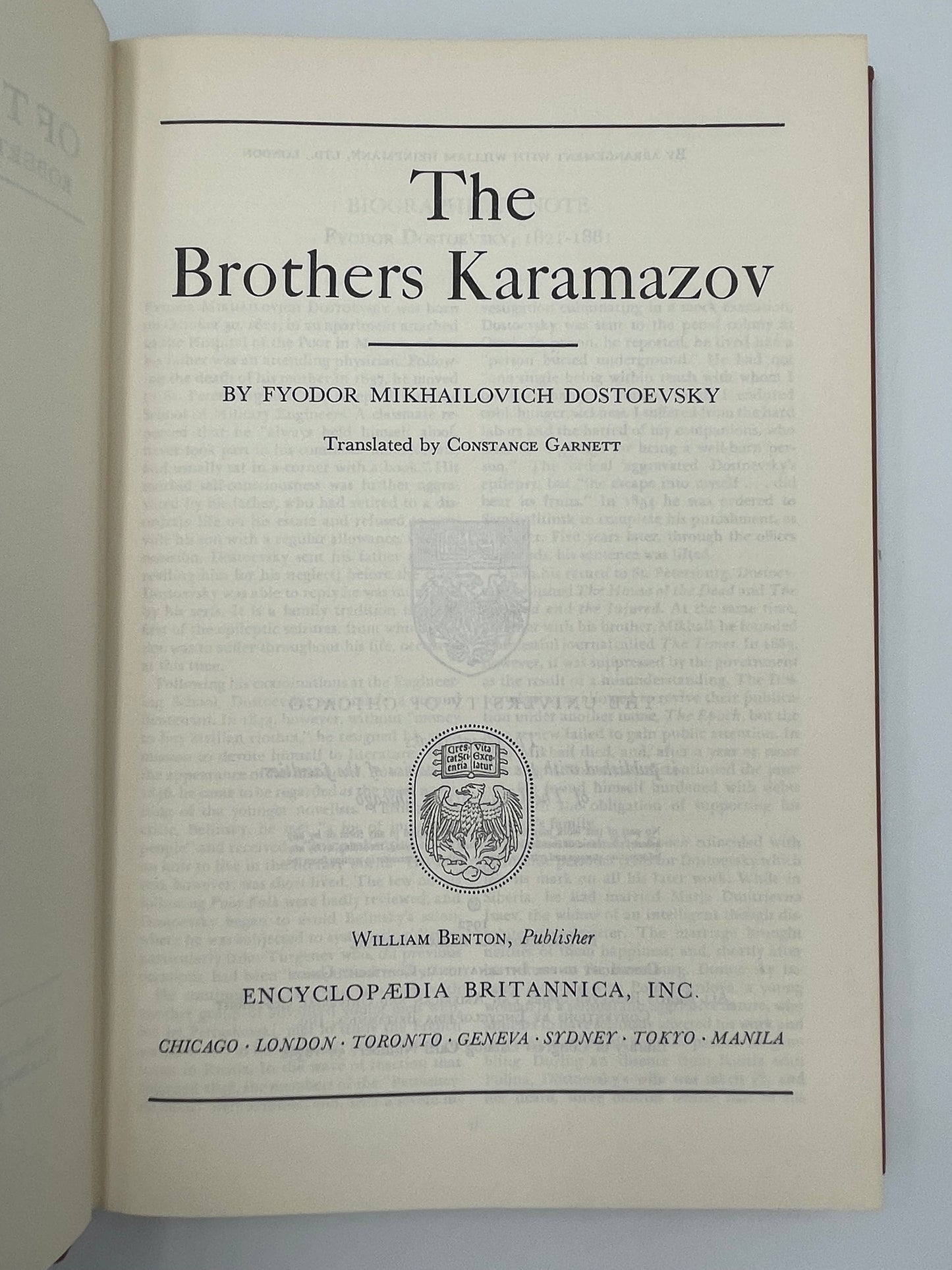 Fyodor Dostoevsky (Britannica: Great Books of the Western World) The Brothers Karamazov