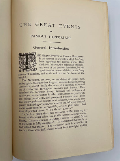 Intro page from "The Great Events by Famous Historians" 1905 Edition (Volumes 1 to 18)