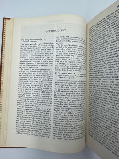 Intro page from "Kant" (Britannica: Great Books of the Western World) The Critique of Pure Reason. The Critique of Practical Reason And Other Ethical Treatises. The Critique of Judgement.